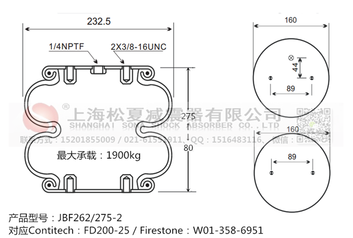 JBF262/275-2橡膠<a href='http://iiidddccc.cn/' target='_blank'><u>空氣彈簧</u></a>